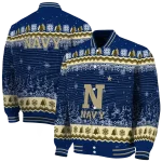 navy midshipmen snowy pines blue varsity jacket best selling
