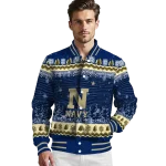 navy midshipmen snowy pines blue varsity jacket best selling