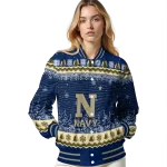 navy midshipmen snowy pines blue varsity jacket best selling