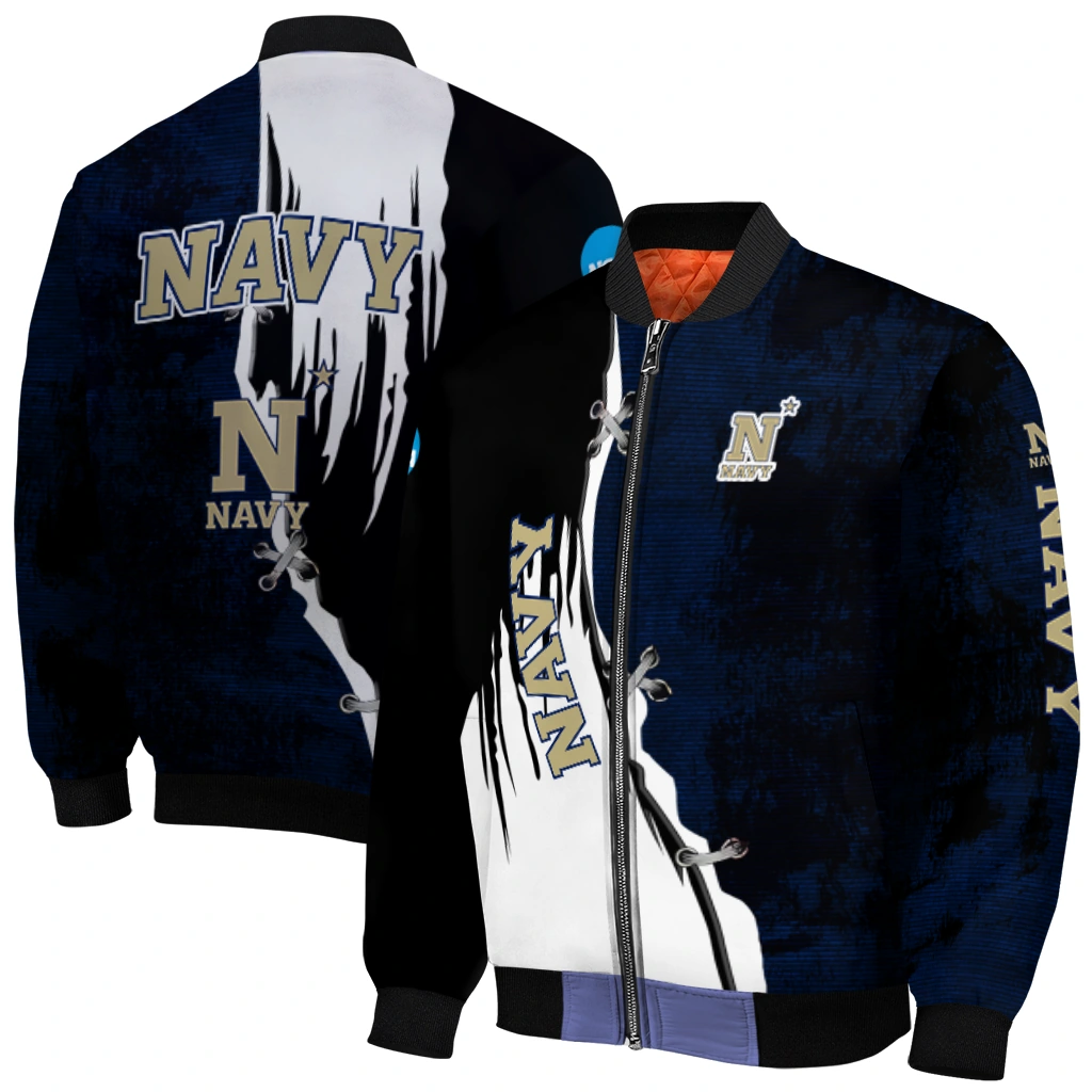 navy midshipmen torn texture print blue black bomber jacket best selling navy midshipmen torn texture print blue black bomber jacket best selling