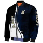 navy midshipmen torn texture print blue black bomber jacket best selling