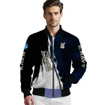 navy midshipmen torn texture print blue black bomber jacket best selling