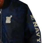 navy midshipmen torn texture print blue black bomber jacket best selling