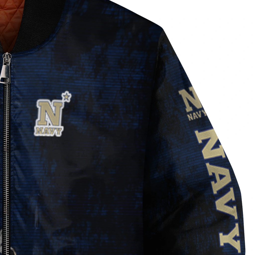 navy midshipmen torn texture print blue black bomber jacket premium grade navy midshipmen torn texture print blue black bomber jacket premium grade