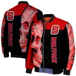 nc state wolfpack fire skull red black bomber jacket best selling
