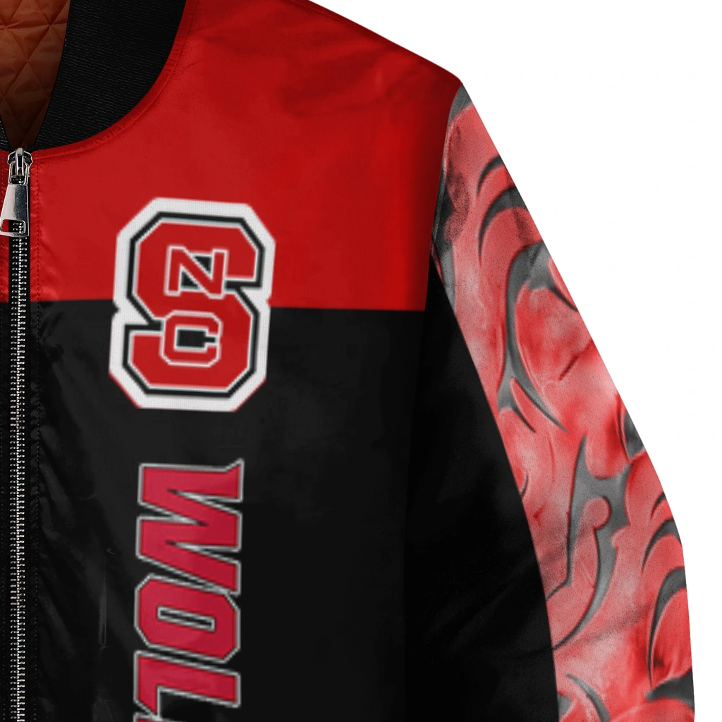 nc state wolfpack fire skull red black bomber jacket premium grade nc state wolfpack fire skull red black bomber jacket premium grade