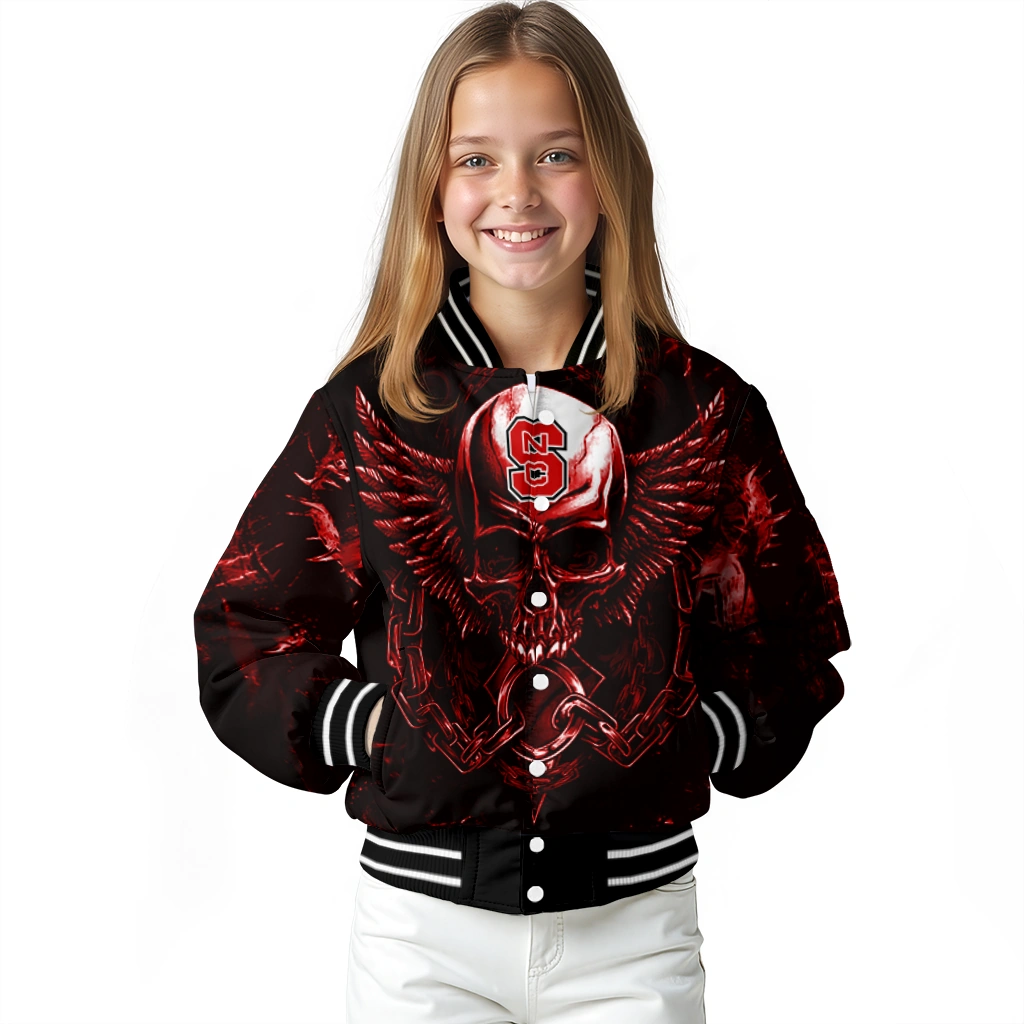 nc state wolfpack skull bite red black varsity jacket top rated nc state wolfpack skull bite red black varsity jacket top rated