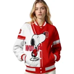 nc state wolfpack snoopy attitude red varsity jacket best selling