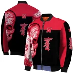 nebraska cornhuskers intricate skull red black bomber jacket best selling