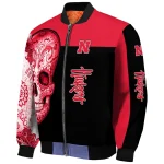 nebraska cornhuskers intricate skull red black bomber jacket best selling