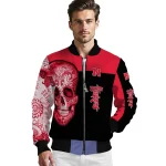 nebraska cornhuskers intricate skull red black bomber jacket best selling