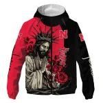 nebraska cornhuskers jesus roses red black windbreaker jacket best selling