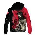 nebraska cornhuskers jesus roses red black windbreaker jacket best selling