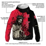 nebraska cornhuskers jesus roses red black windbreaker jacket best selling