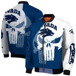 nevada wolf pack skull outline blue white bomber jacket best selling