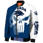 nevada wolf pack skull outline blue white bomber jacket best selling