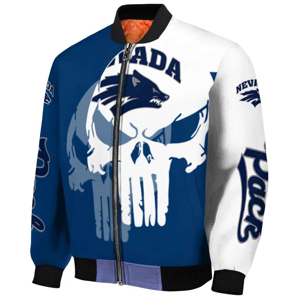 nevada wolf pack skull outline blue white bomber jacket fashion forward nevada wolf pack skull outline blue white bomber jacket fashion forward