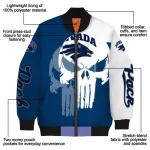 nevada wolf pack skull outline blue white bomber jacket best selling