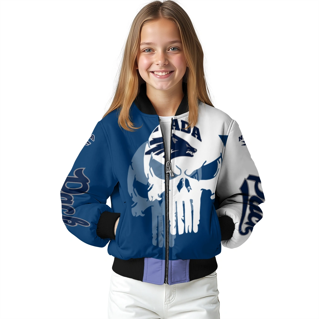nevada wolf pack skull outline blue white bomber jacket top rated nevada wolf pack skull outline blue white bomber jacket top rated