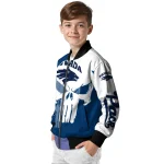 nevada wolf pack skull outline blue white bomber jacket best selling