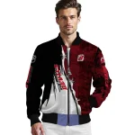 new jersey devils distressed slash red black bomber jacket best selling