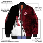 new jersey devils distressed slash red black bomber jacket best selling