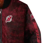 new jersey devils distressed slash red black bomber jacket best selling