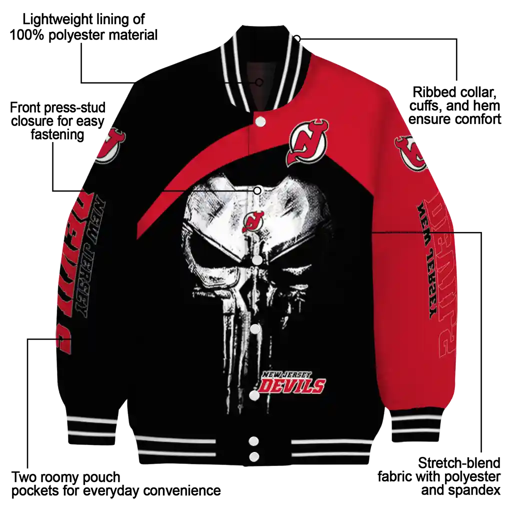 new jersey devils edgy mask red black varsity jacket new arrival new jersey devils edgy mask red black varsity jacket new arrival