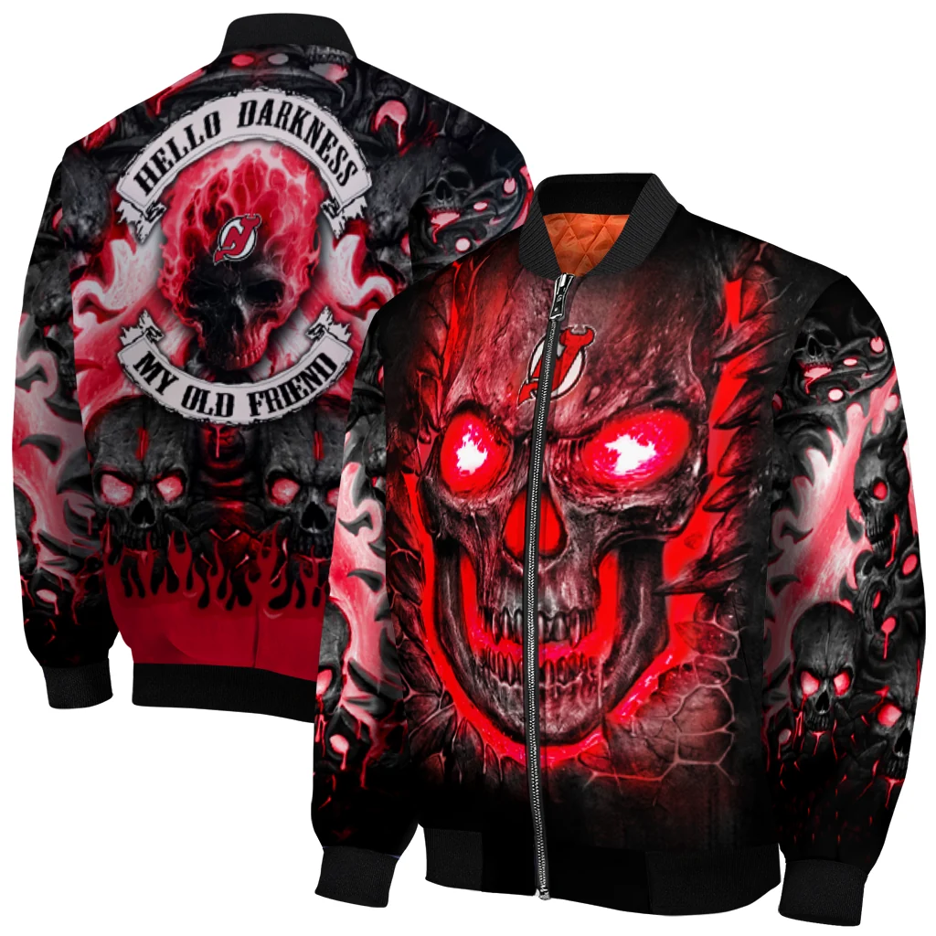 new jersey devils inferno skull red black bomber jacket best selling new jersey devils inferno skull red black bomber jacket best selling