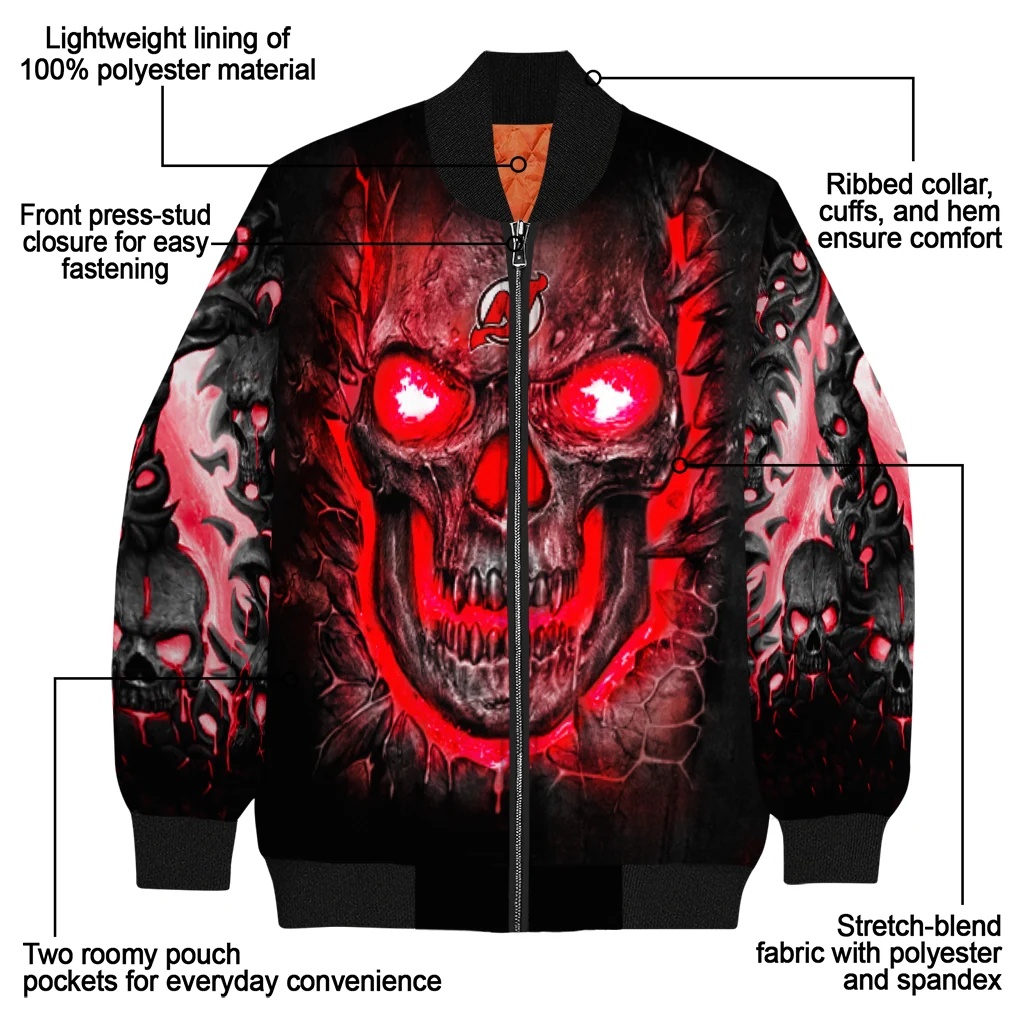 new jersey devils inferno skull red black bomber jacket new arrival new jersey devils inferno skull red black bomber jacket new arrival