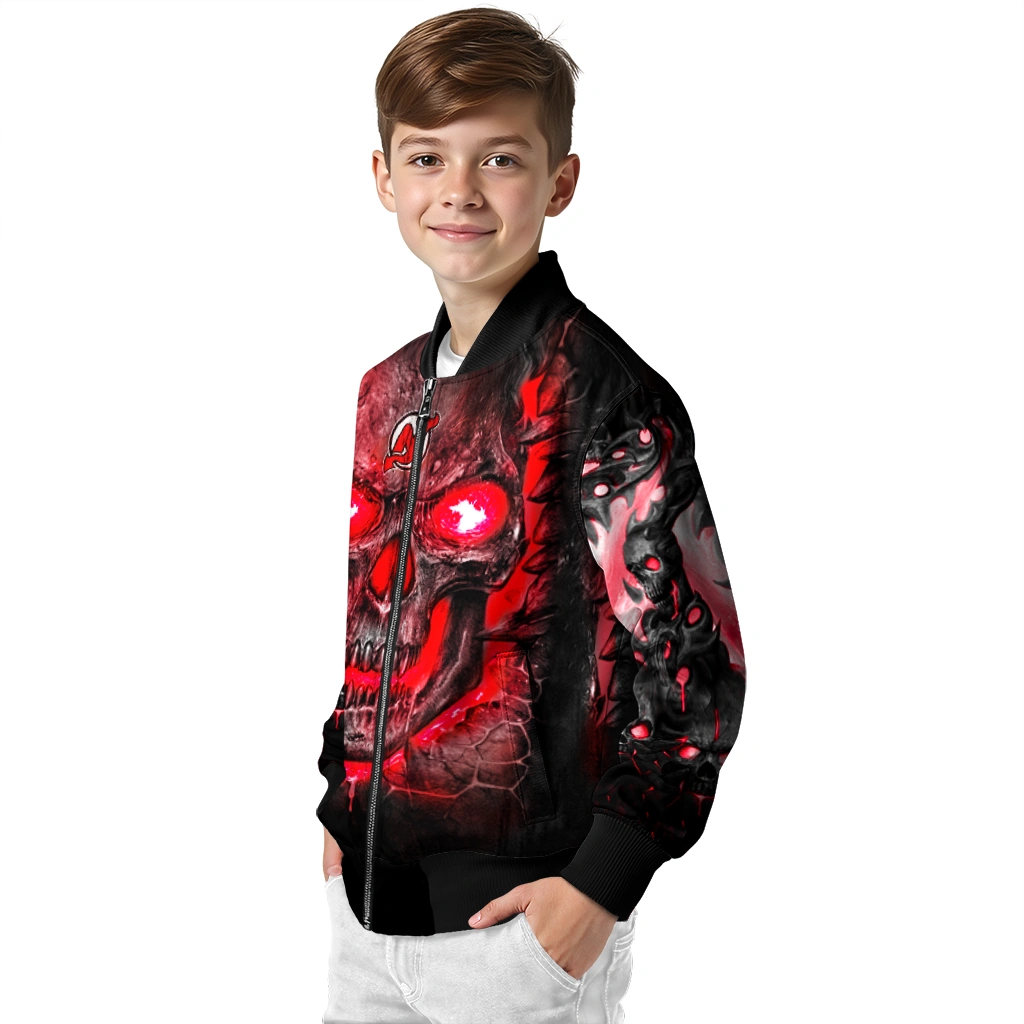 new jersey devils inferno skull red black bomber jacket trendy new jersey devils inferno skull red black bomber jacket trendy