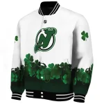 new jersey devils lucky clovers white green varsity jacket best selling