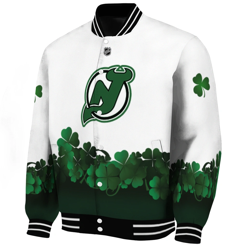 new jersey devils lucky clovers white green varsity jacket best selling new jersey devils lucky clovers white green varsity jacket best selling