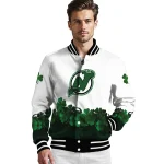 new jersey devils lucky clovers white green varsity jacket best selling