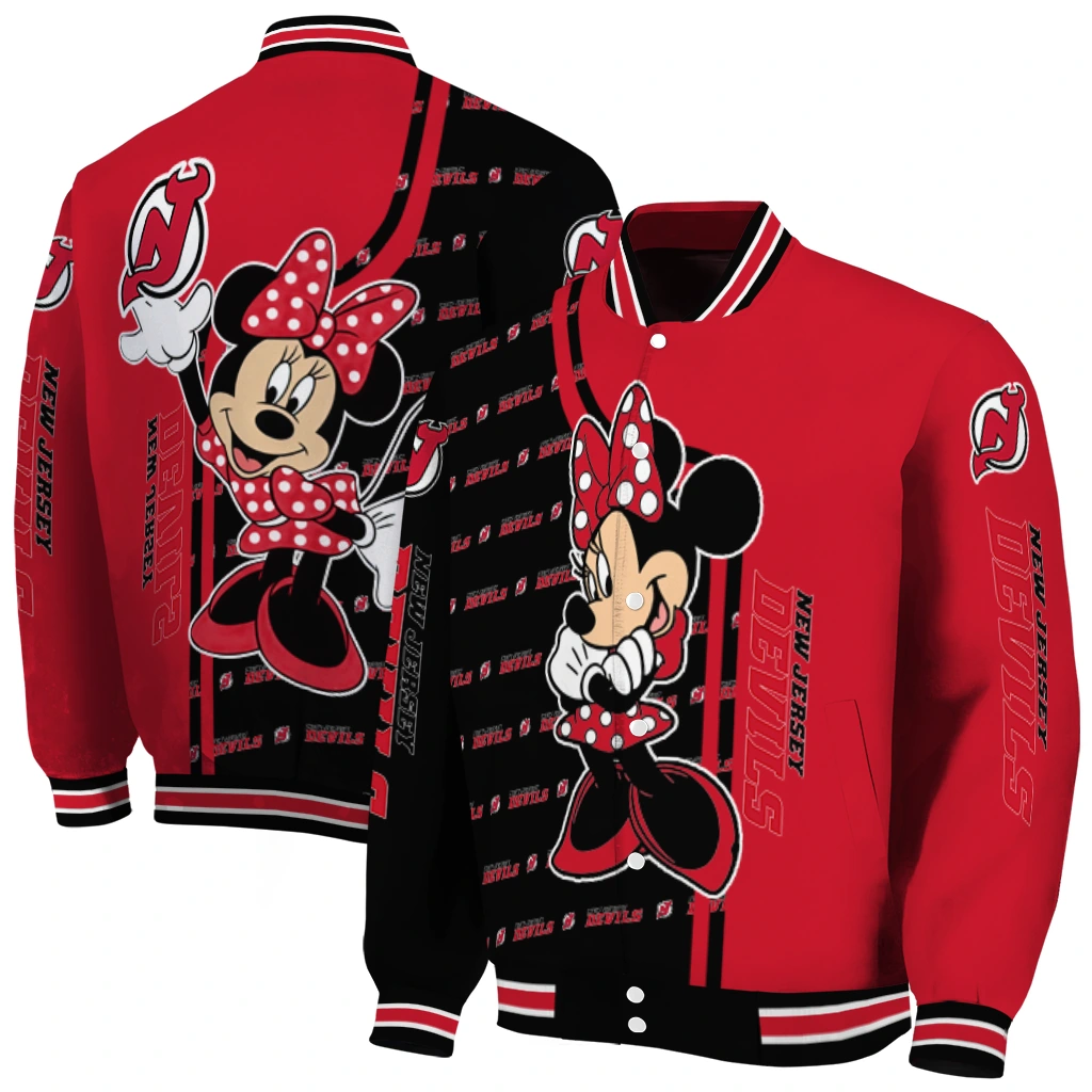 new jersey devils minnie mouse red varsity jacket fashion forward new jersey devils minnie mouse red varsity jacket fashion forward
