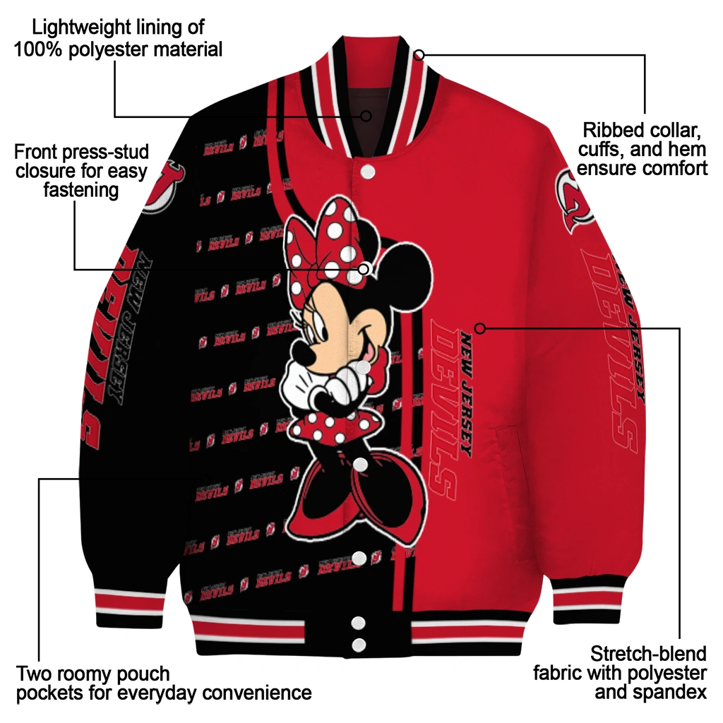 new jersey devils minnie mouse red varsity jacket new arrival new jersey devils minnie mouse red varsity jacket new arrival