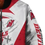 new jersey devils ripped bolt red white bomber jacket best selling