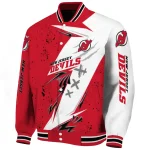 new jersey devils ripped bolt red white varsity jacket best selling