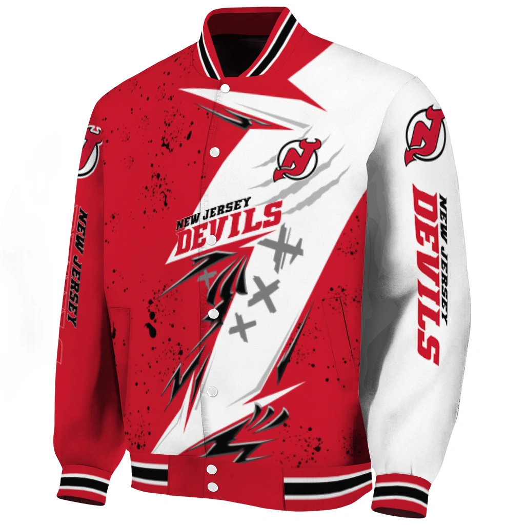 new jersey devils ripped bolt red white varsity jacket best selling new jersey devils ripped bolt red white varsity jacket best selling