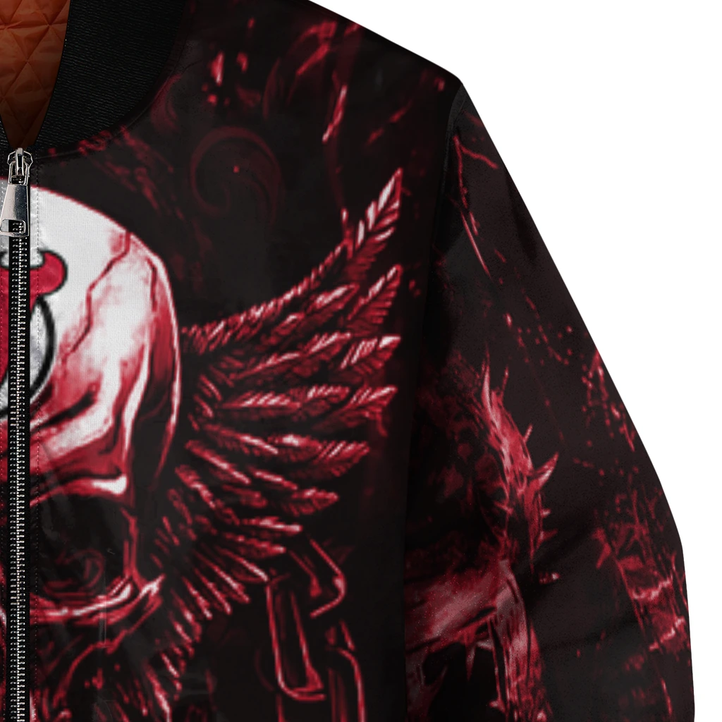new jersey devils skull bite red black bomber jacket premium grade new jersey devils skull bite red black bomber jacket premium grade