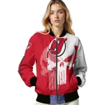 new jersey devils skull outline red white bomber jacket best selling
