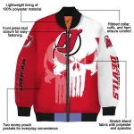 new jersey devils skull outline red white bomber jacket best selling