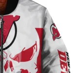 new jersey devils skull outline red white bomber jacket best selling