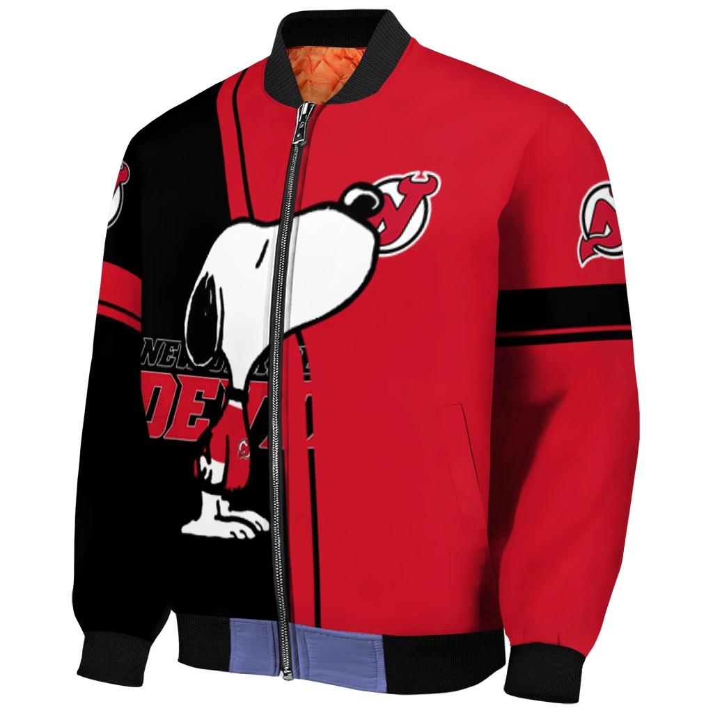 new jersey devils snoopy attitude red bomber jacket fashion forward new jersey devils snoopy attitude red bomber jacket fashion forward