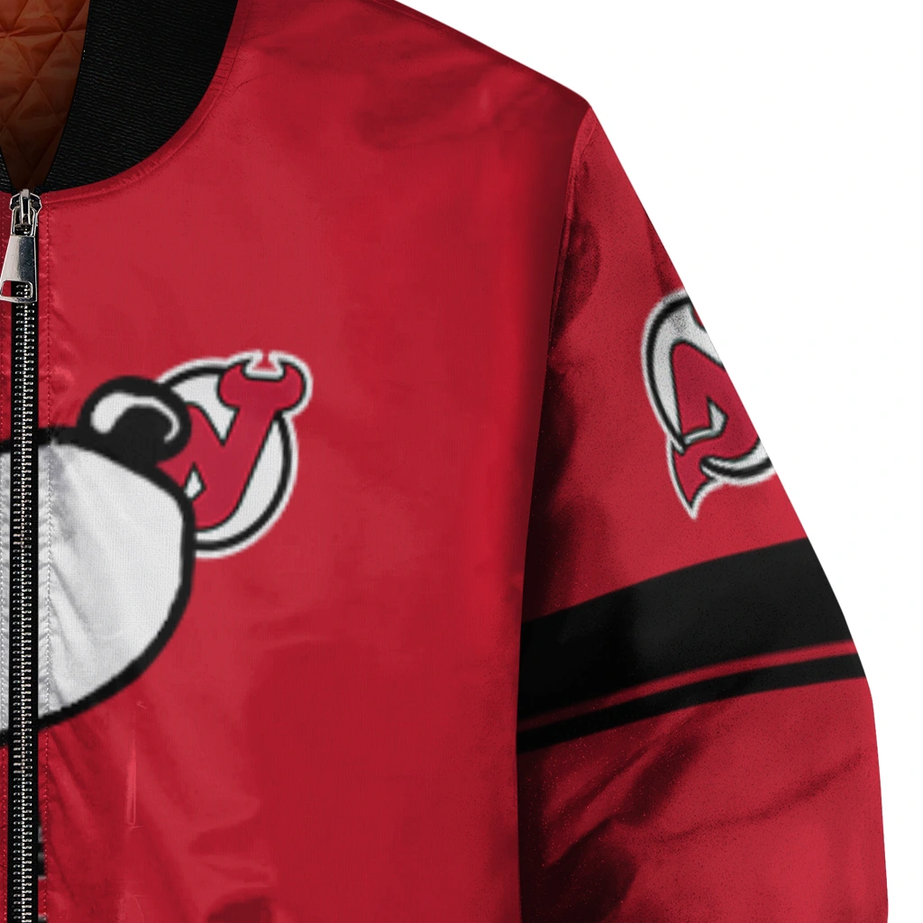 new jersey devils snoopy attitude red bomber jacket premium grade new jersey devils snoopy attitude red bomber jacket premium grade