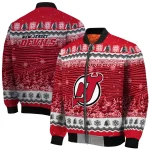 new jersey devils snowy pines red bomber jacket best selling
