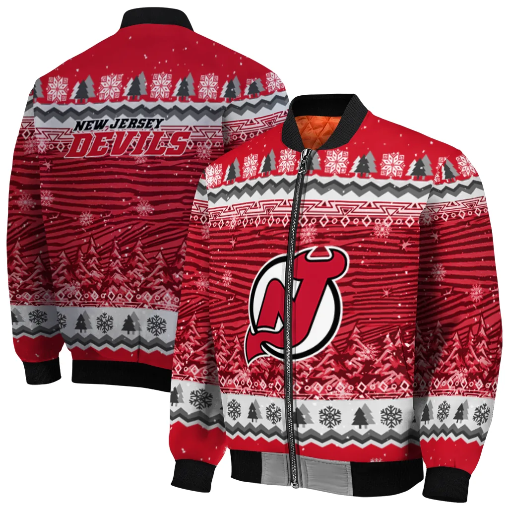 new jersey devils snowy pines red bomber jacket best selling new jersey devils snowy pines red bomber jacket best selling