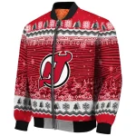 new jersey devils snowy pines red bomber jacket best selling