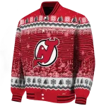 new jersey devils snowy pines red varsity jacket best selling
