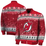 new jersey devils snowy pines red varsity jacket best selling